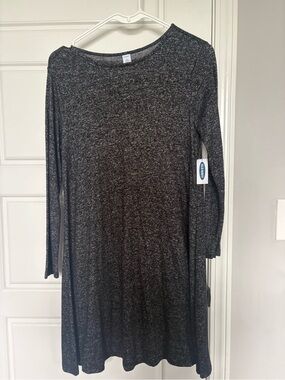 Old Navy Black Heather Long Sleeve Swing Dress
